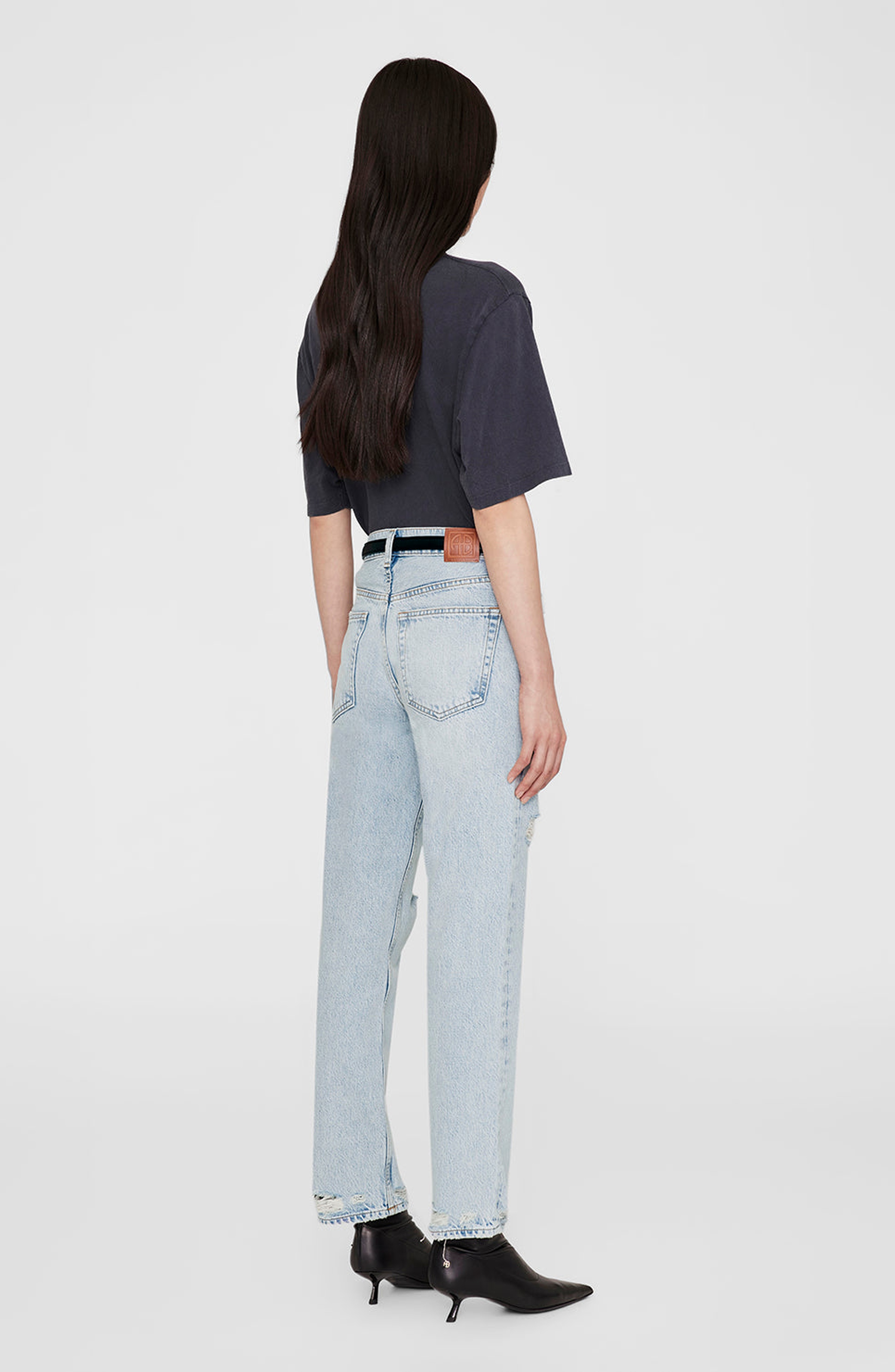 ANINE BING Avi Tee in Washed Charcoal at Nordstrom - 2