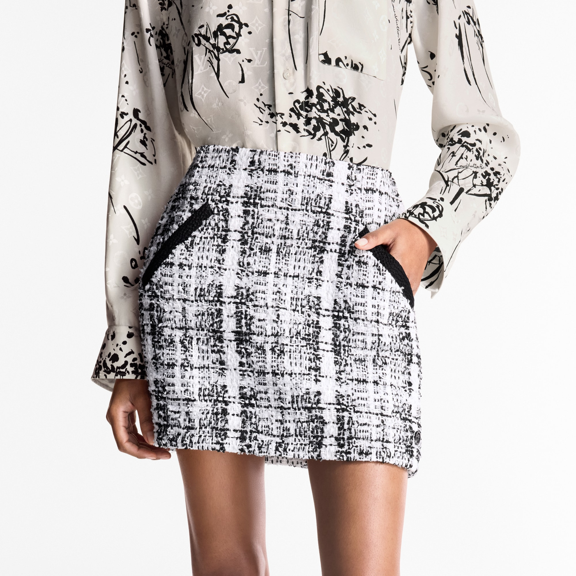 Graphic Tweed Mini Skirt - 2