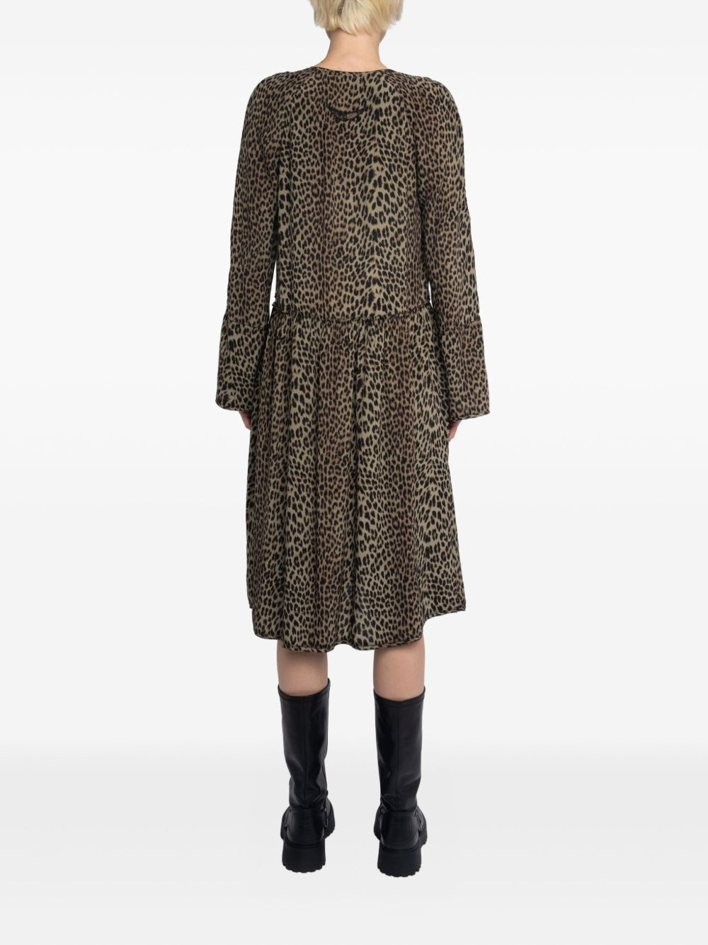 Rinas leopard-print V-neck mini dress - 4