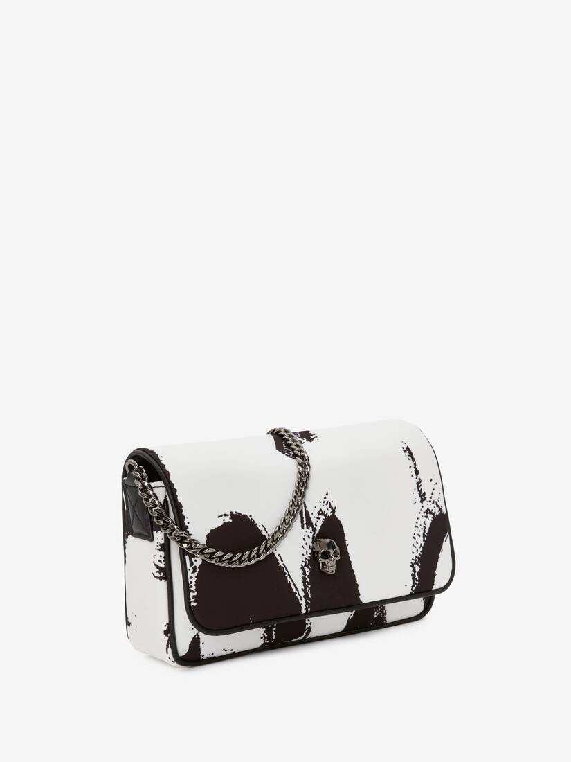 Mcqueen Graffiti Small Skull Bag in Black/white - 2