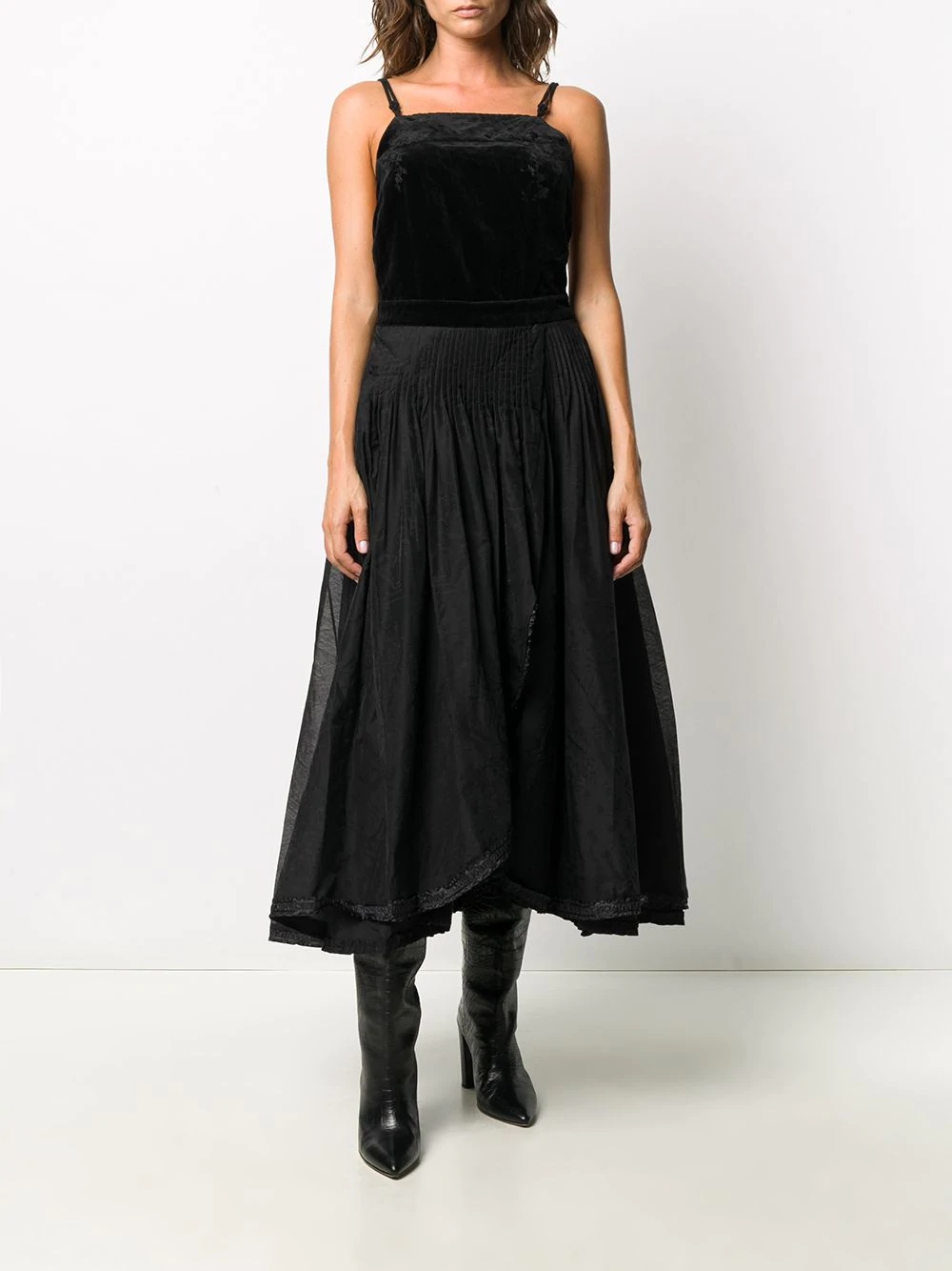 velvet panel midi dress - 3