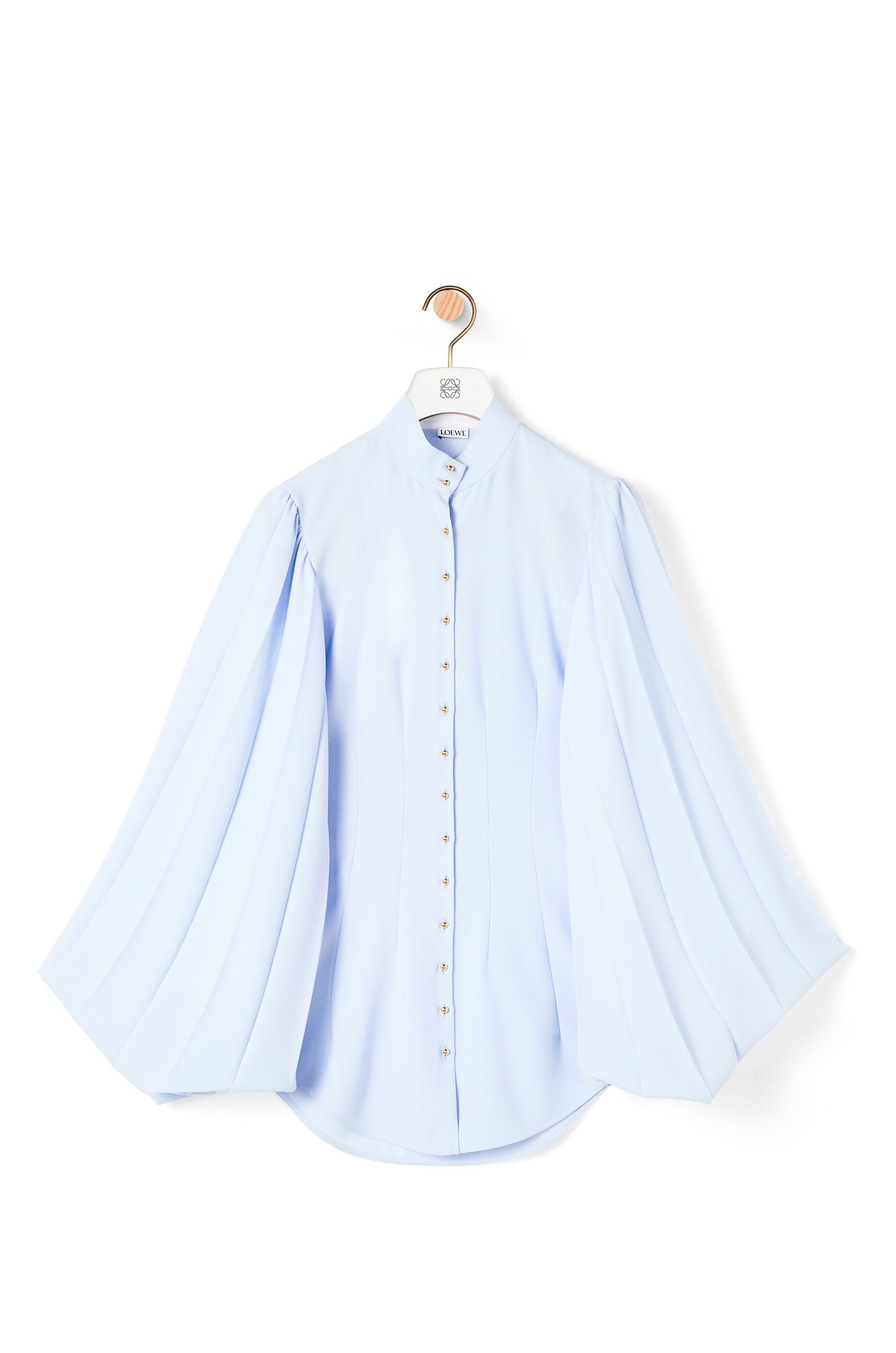 Pleated sleeve blouse in acetate and cotton - 1