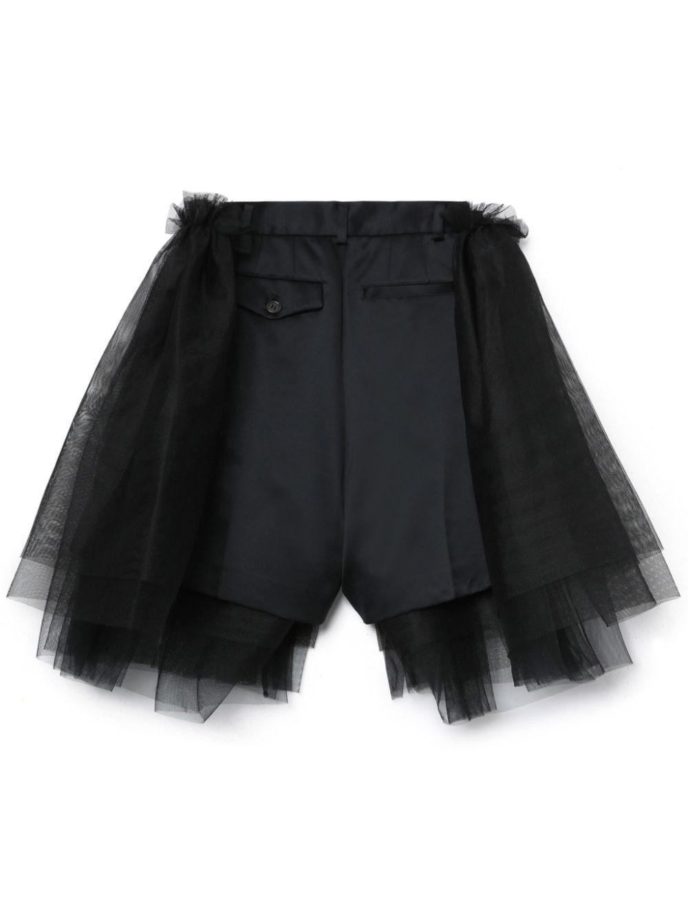 tulle-overlay tailored shorts - 6