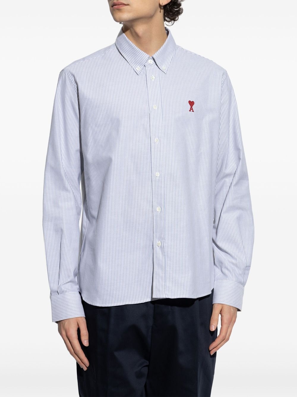 logo-embroidered cotton shirt - 3