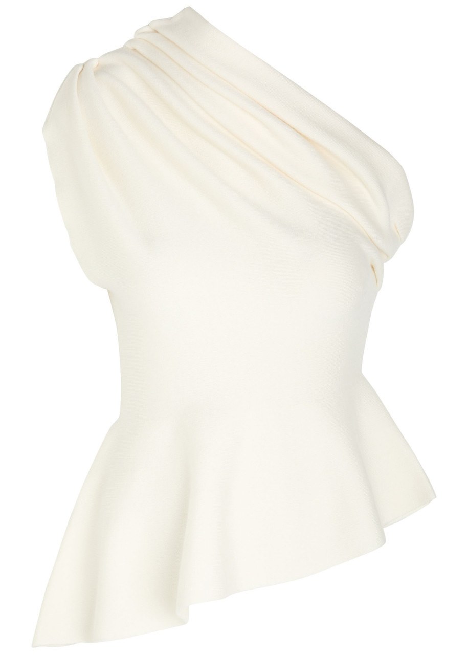 Khaite Aime Asymmetric Wool-blend top - 1