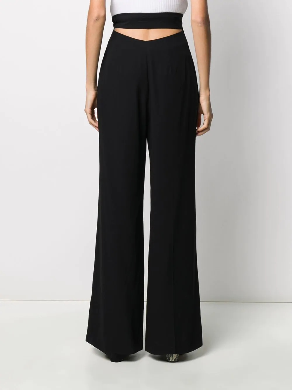 cutout-back flared trousers - 4