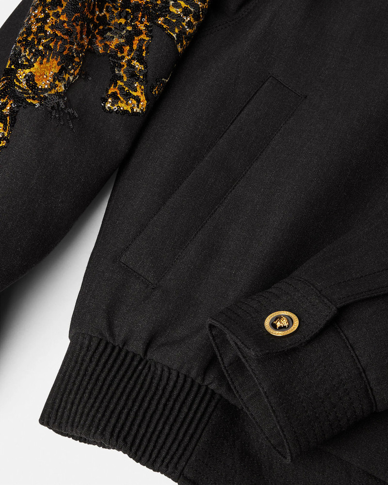 Versace Leopard Mélange Wool Blouson Jacket 4
