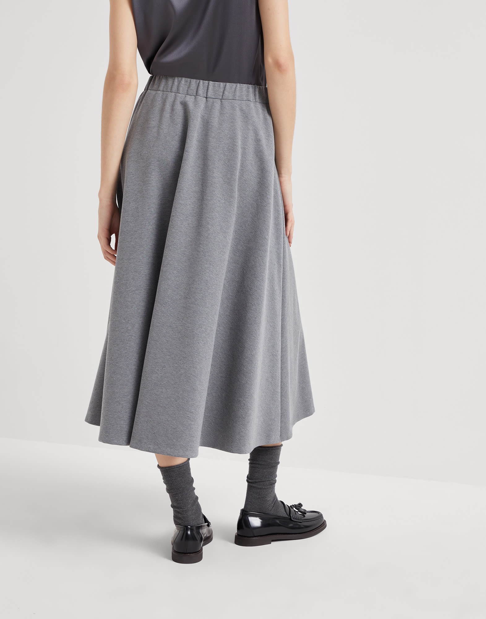 Stretch cotton couture interlock midi circle skirt - 2