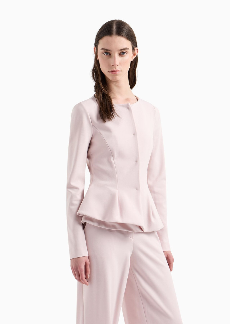 Flared single-breasted jacket in stretch Milano-stitch fabric 2