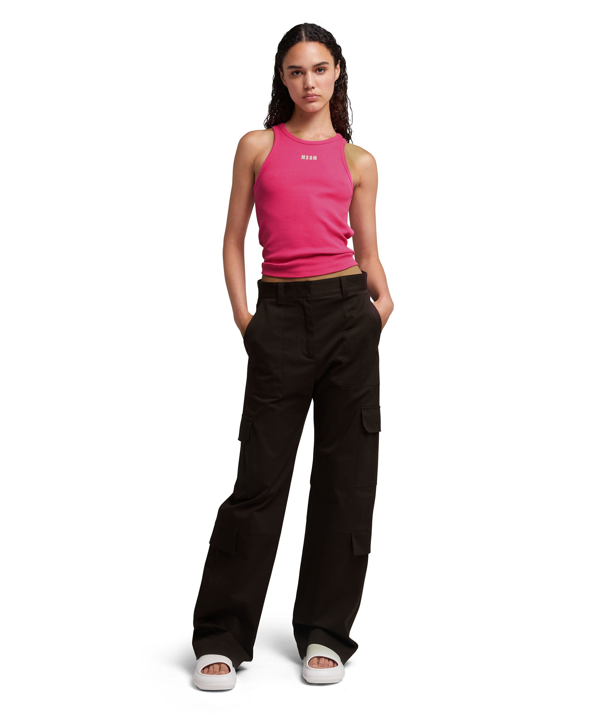 Ribbed jersey tank top with embroidered logo - 5