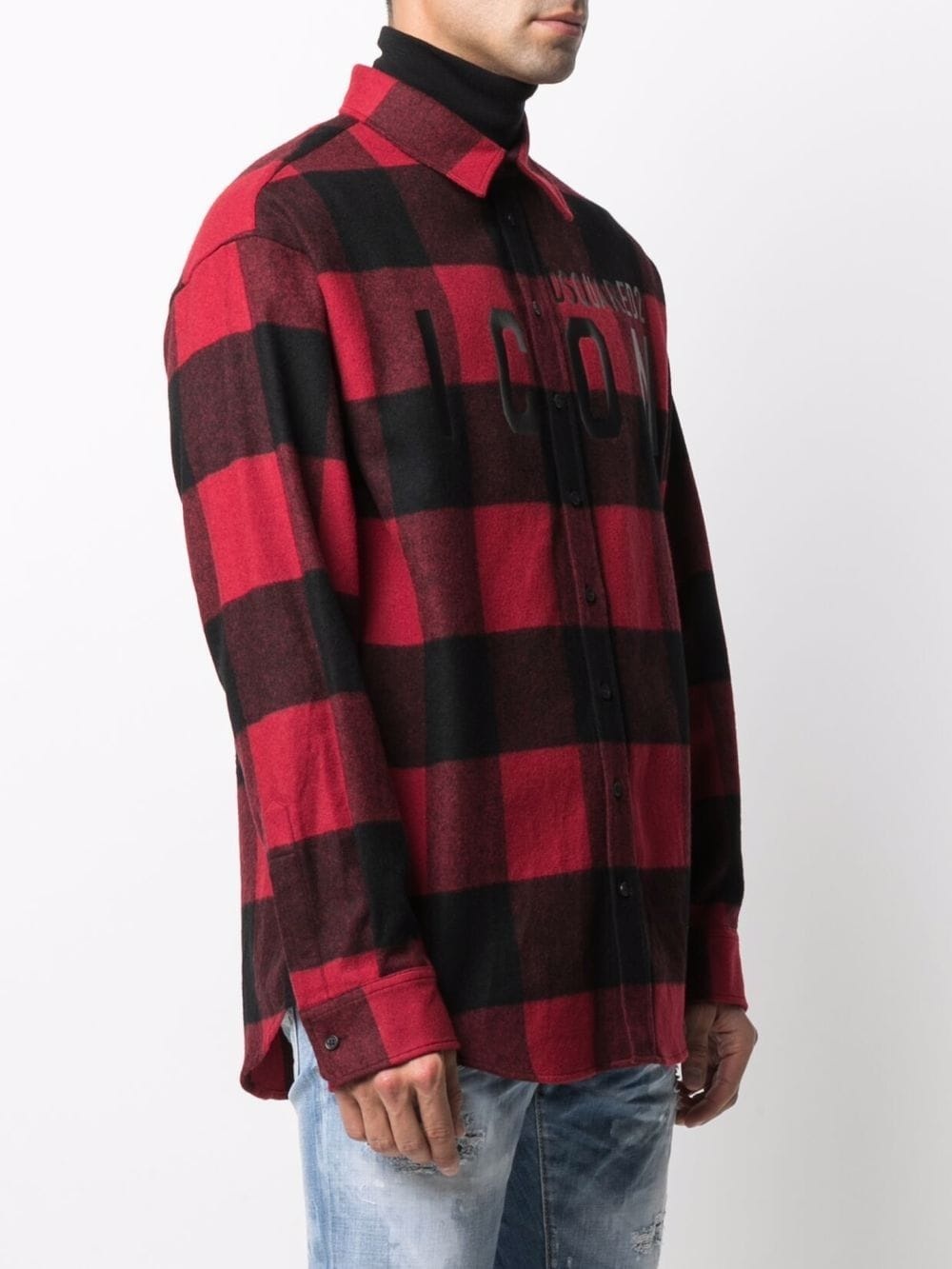 plaid-check logo-print shirt - 3