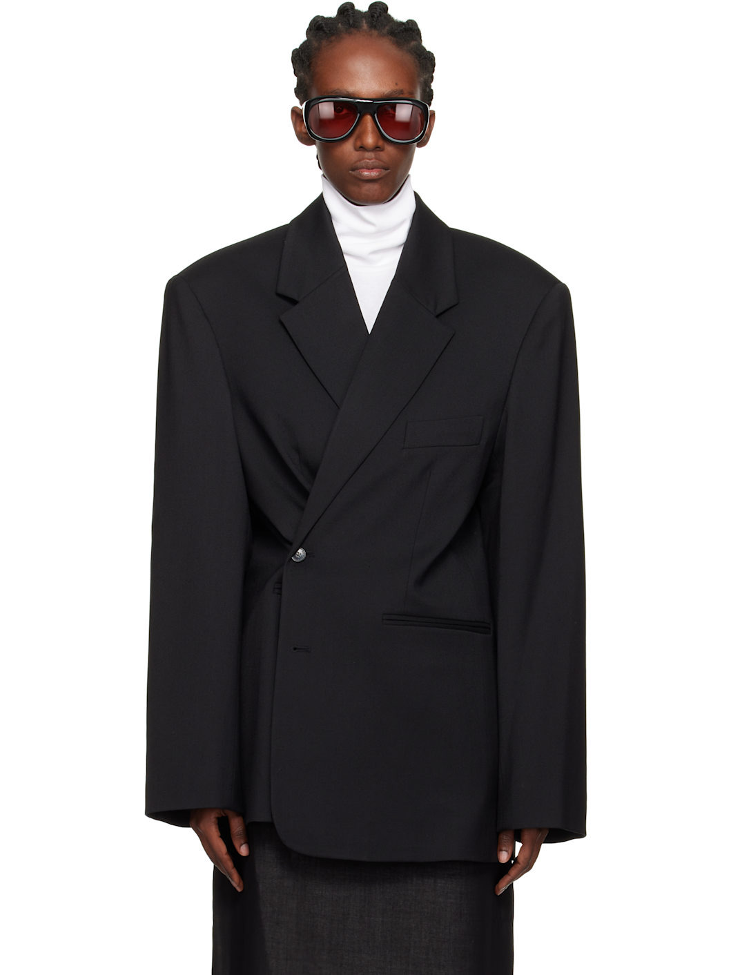 Black Crosby Wrap Blazer - 1