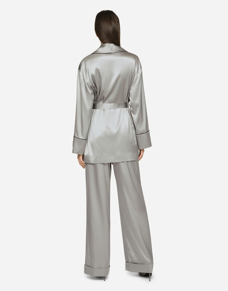 Satin pajama pants with piping 3