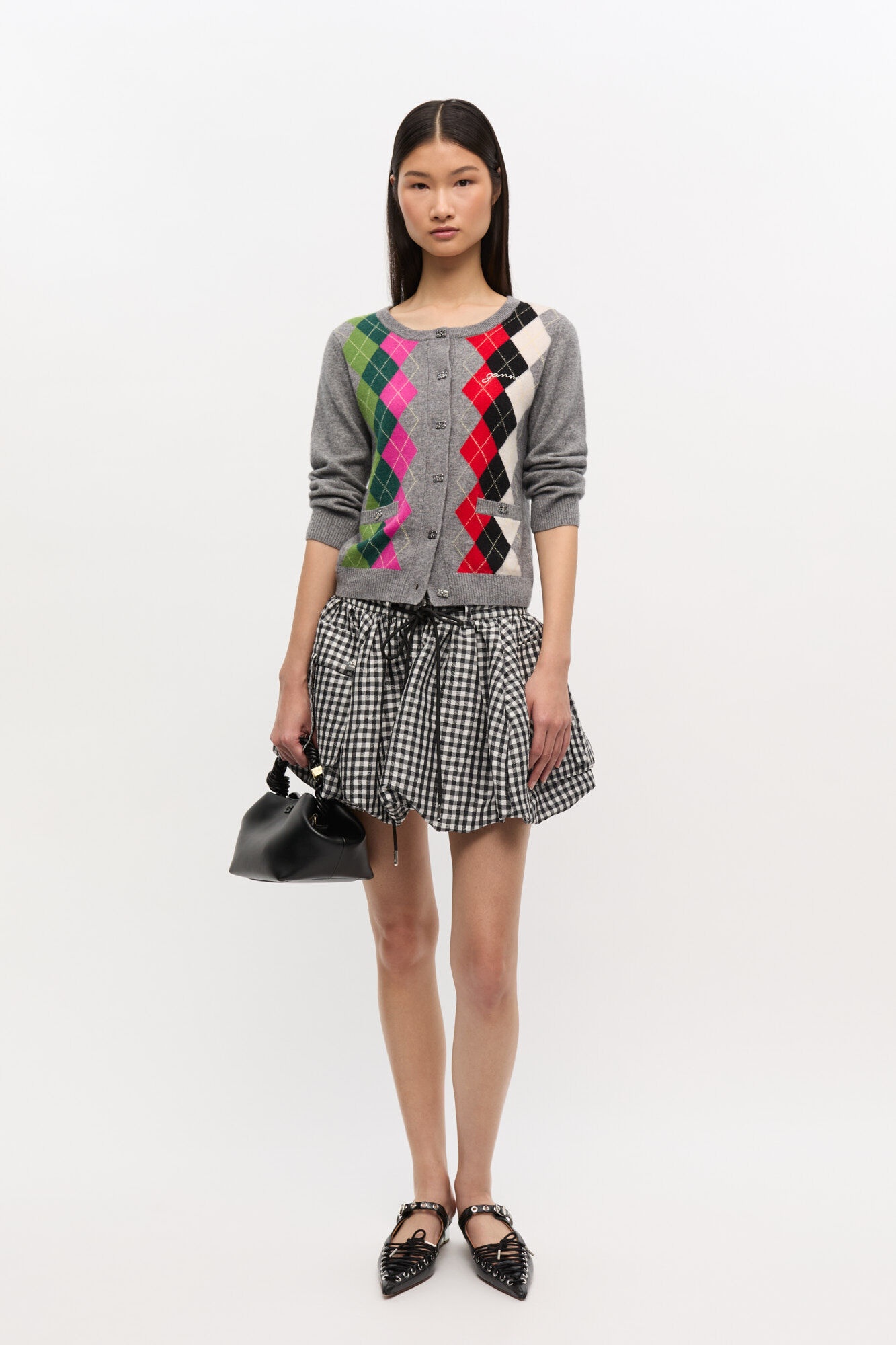 GREY CHECK CARDIGAN - 3