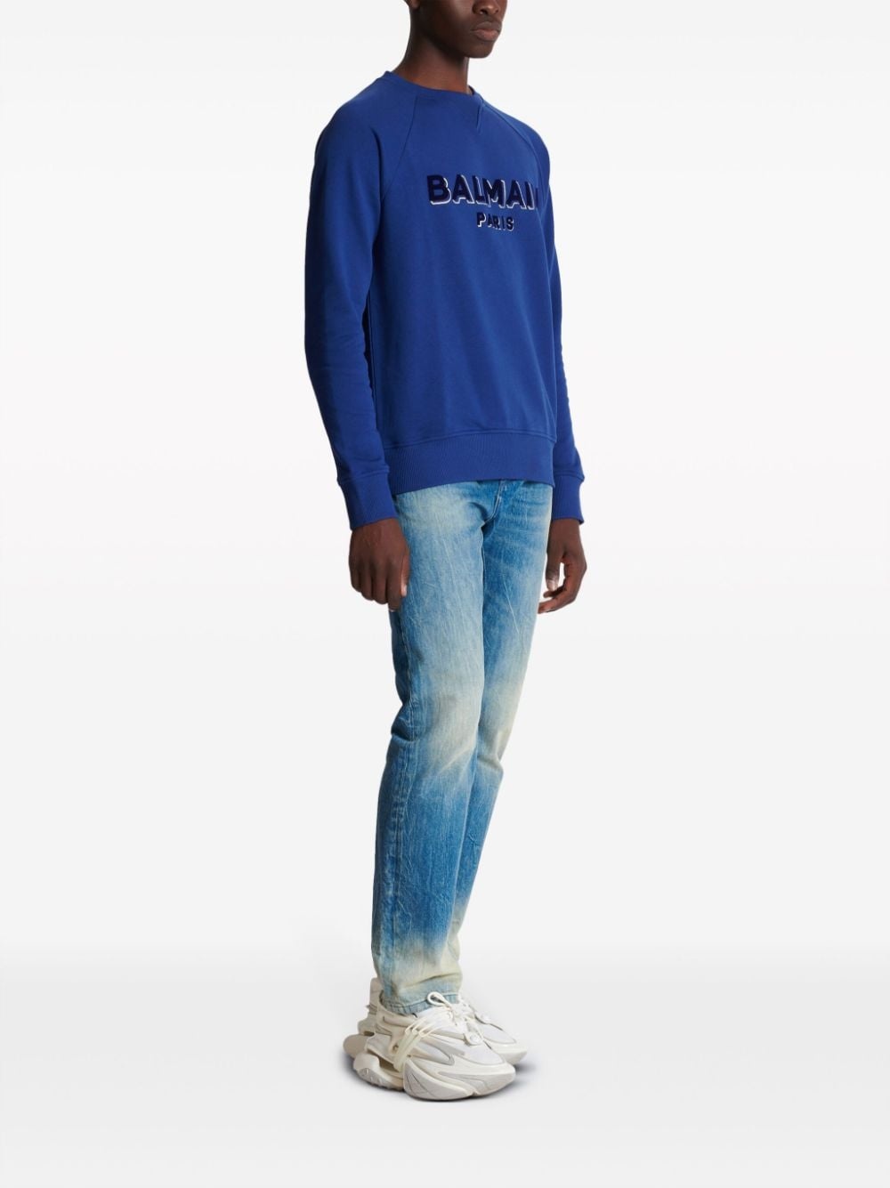 logo-flocked cotton sweatshirt - 3