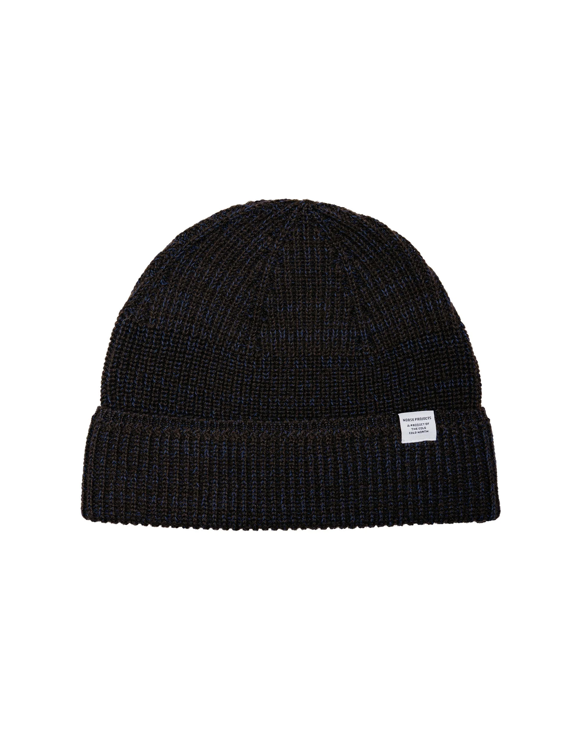 Wool Cotton Rib Beanie Darkest Purple - 1