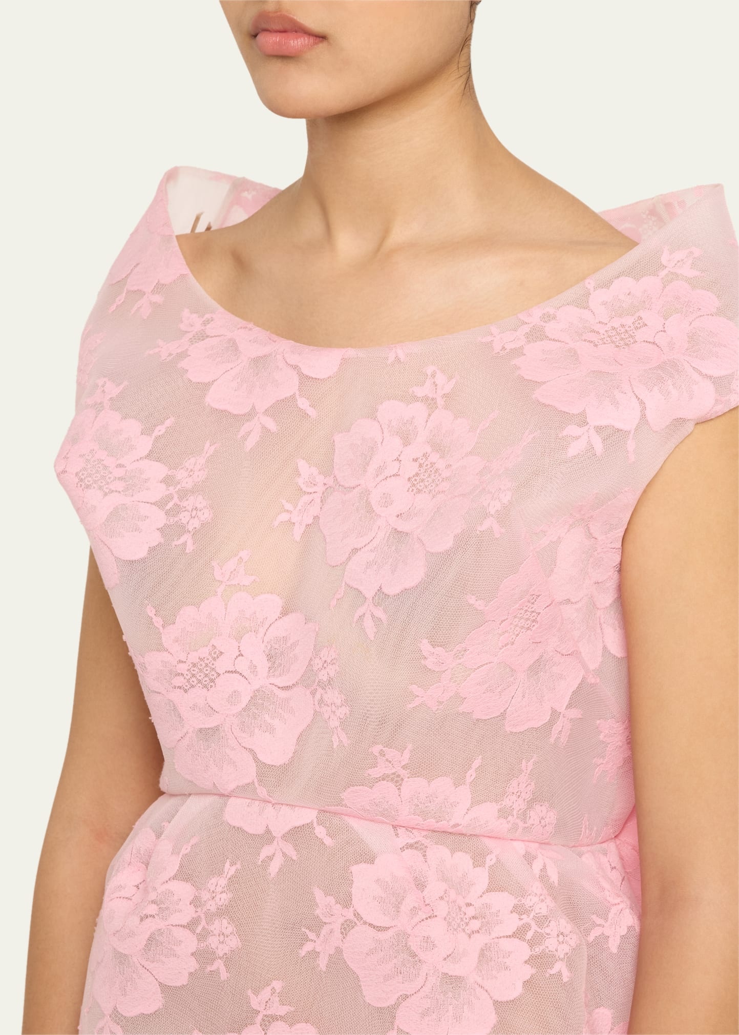 Structured Floral Lace Dress - 4
