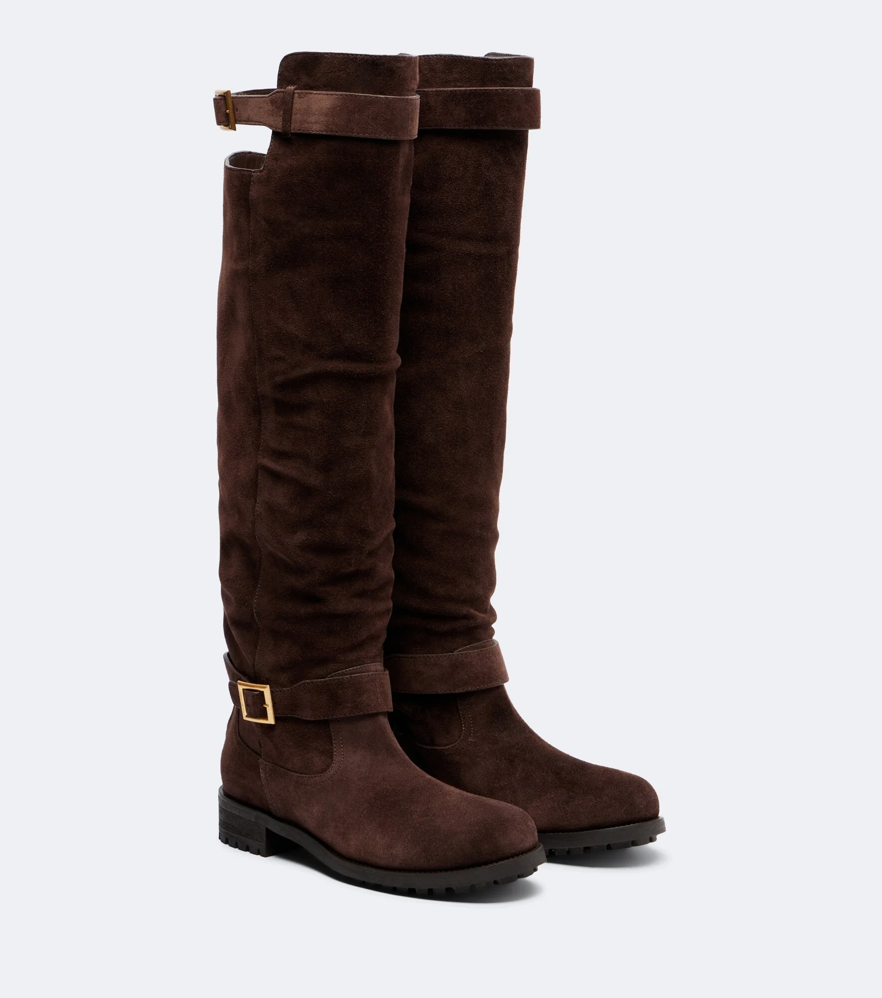 Biker suede over-the-knee boots - 1