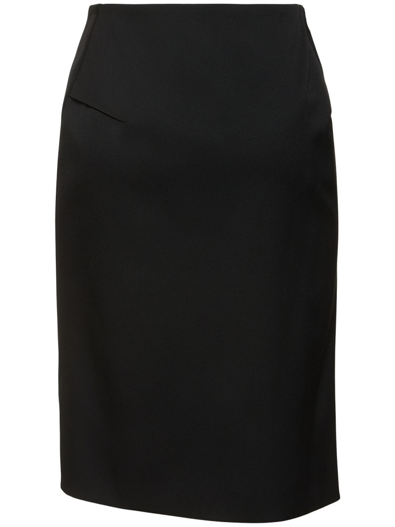 Stretch wool midi skirt - 5