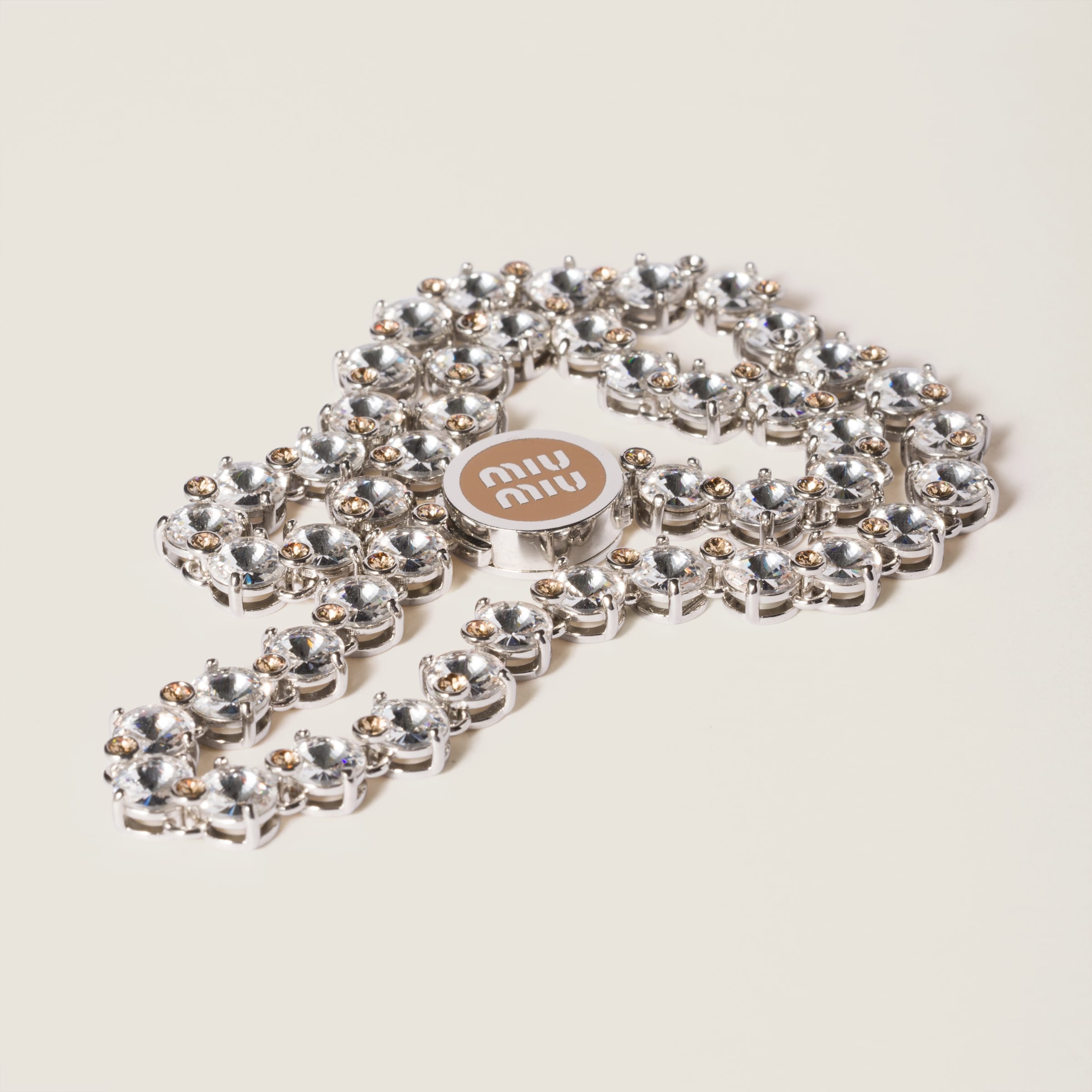 Metal necklace with crystals - 3