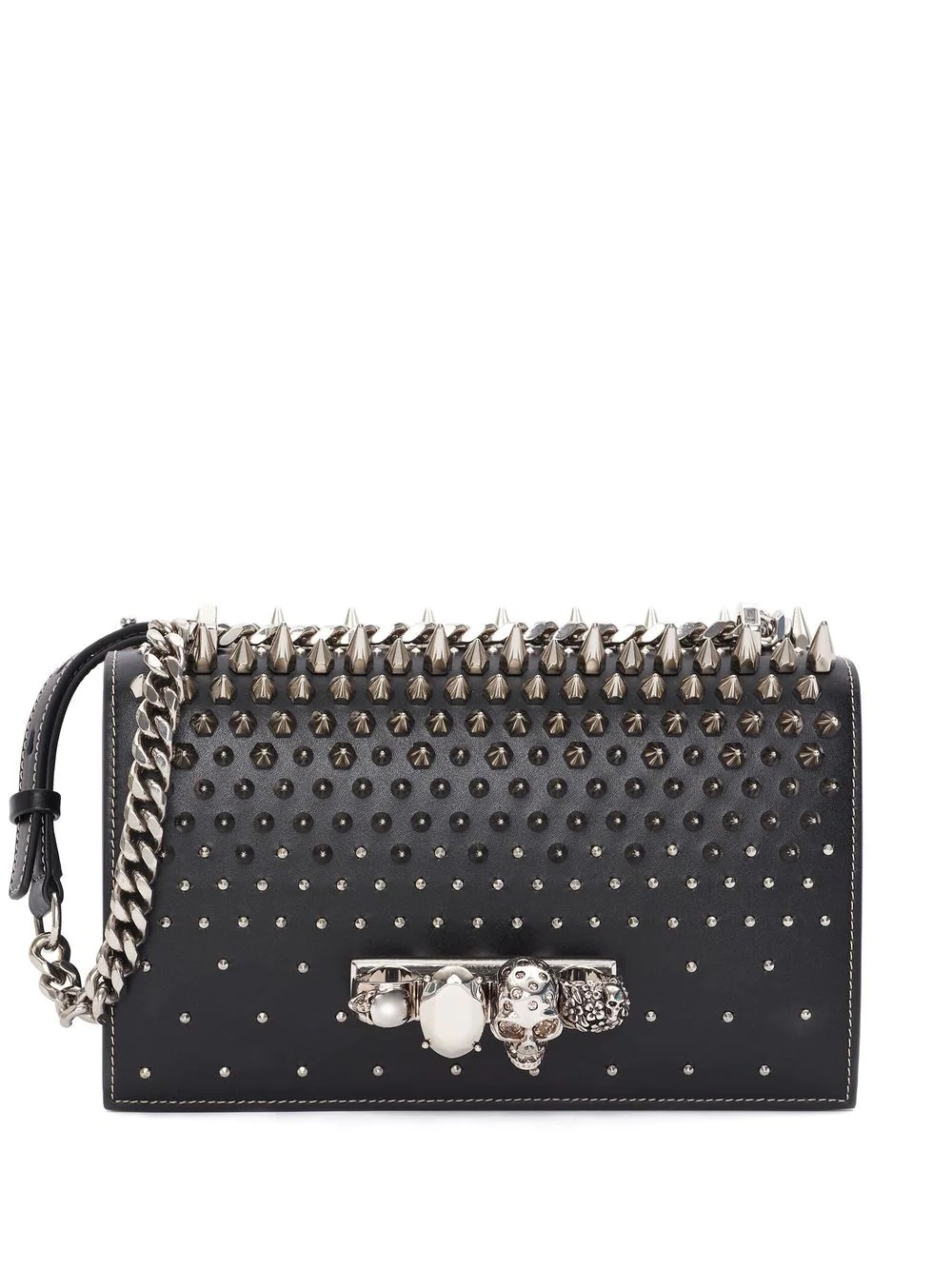 Jewelled stud-embellished satchel - 1