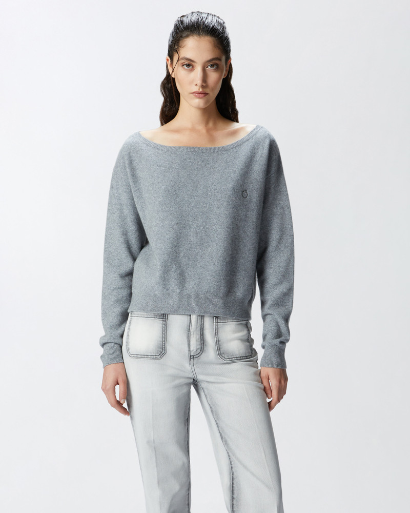 PINKO CASHMERE-BLEND SWEATER WITH EMBROIDERED LOGO outlook
