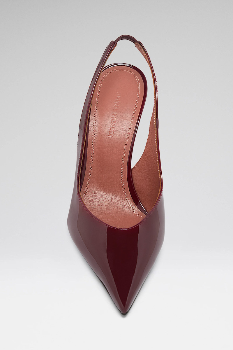 Amina Muaddi ANOK SLING 105 WINE PATENT outlook