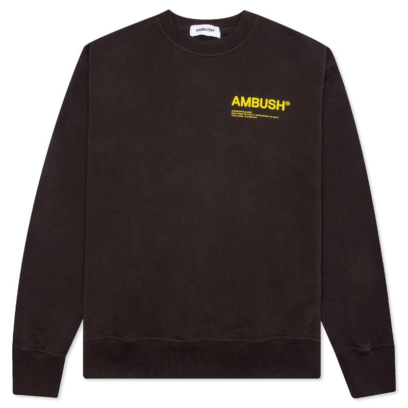 AMBUSH FLEECE WORKSHOP CREWNECK - CHOCOLATE TORTE/SOLAR POWER 1