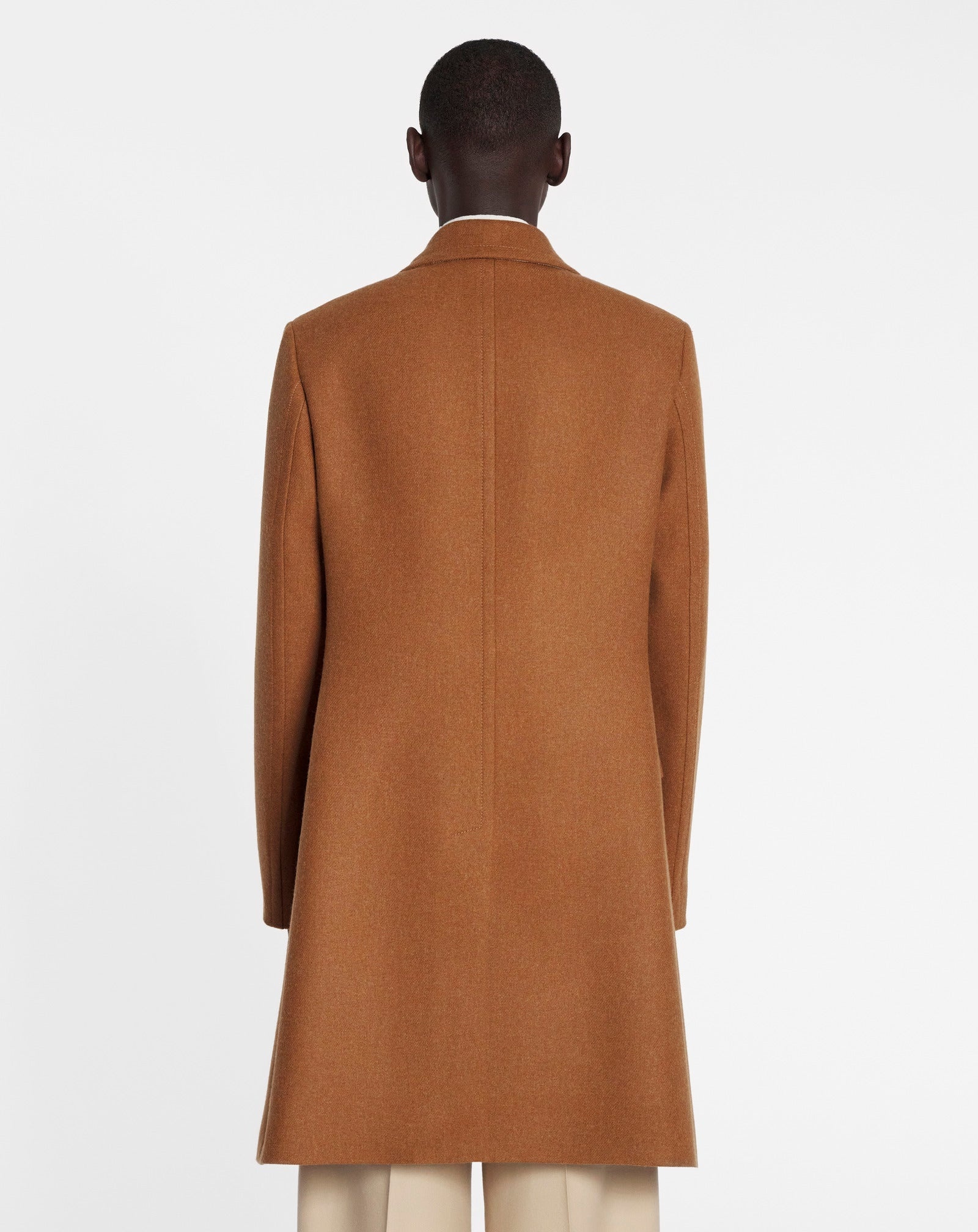 CLASSIC SINGLE-BREASTED COAT WITH SHEARLING COLLAR - 4