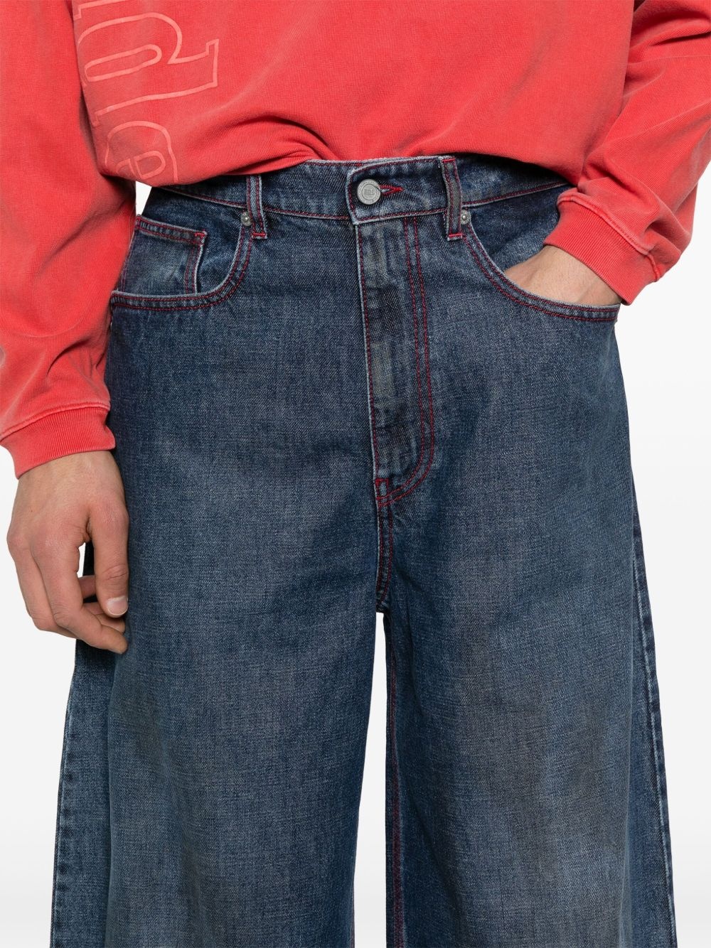 contrast-stitching jeans - 5