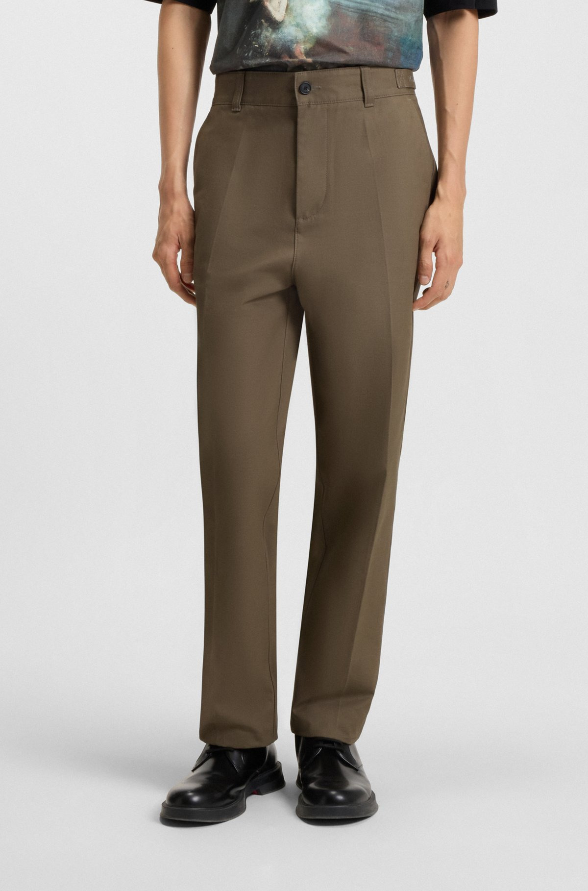 SLIM-FIT CHINOS IN MERCERISED COTTON TWILL - 2
