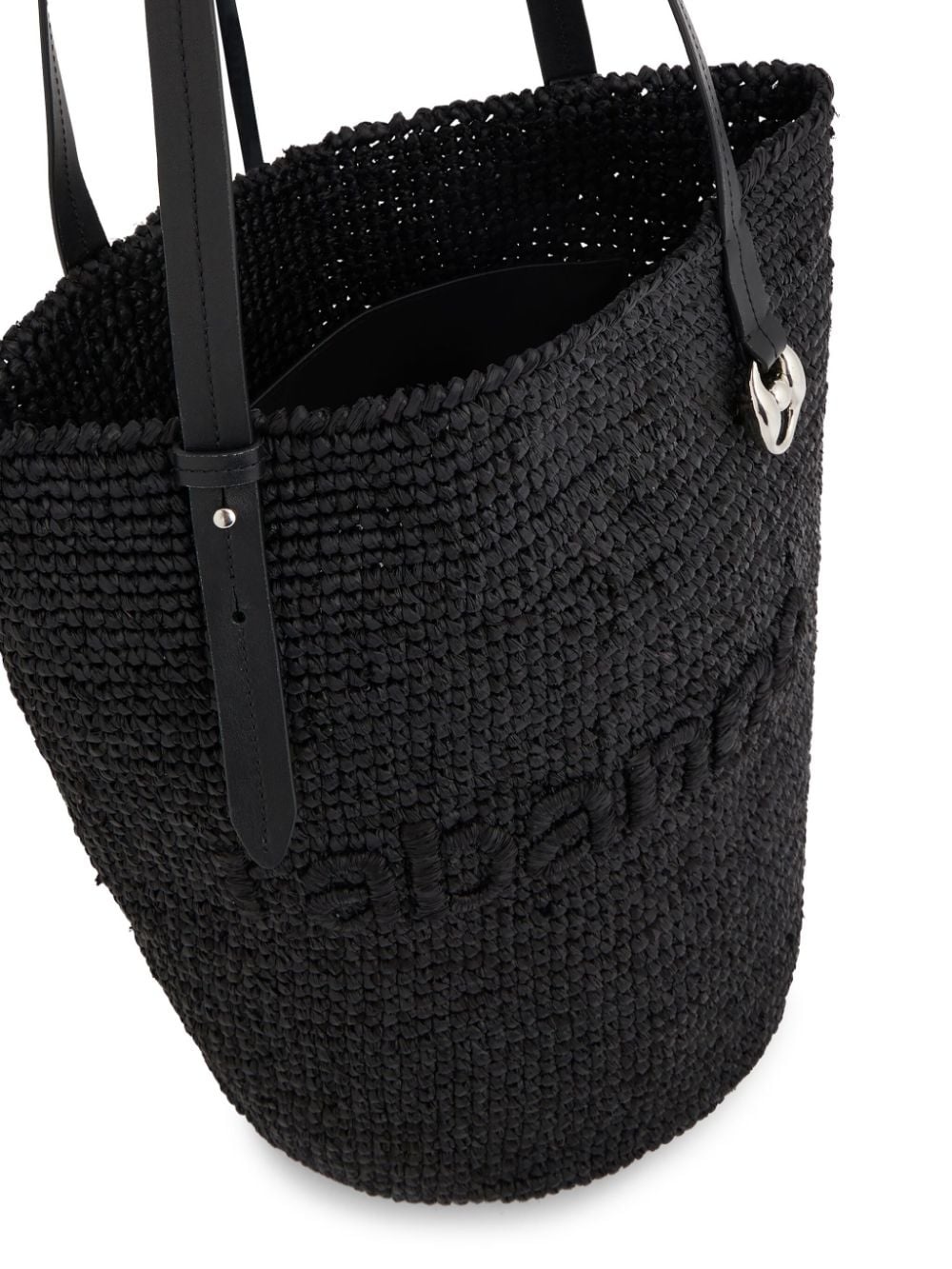 logo-embroidered raffia tote bag - 6