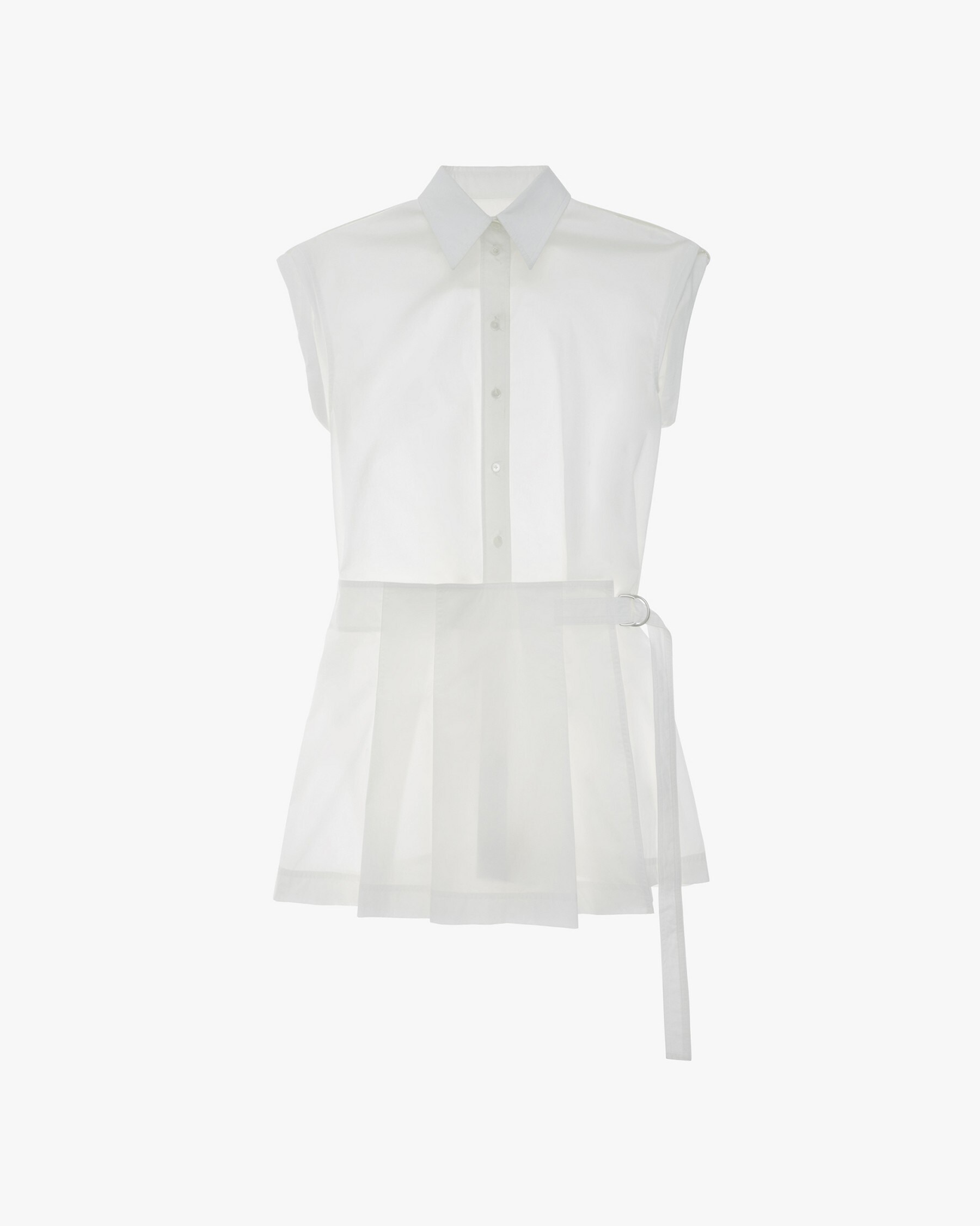 PLEATED MINI SHIRT DRESS - 1