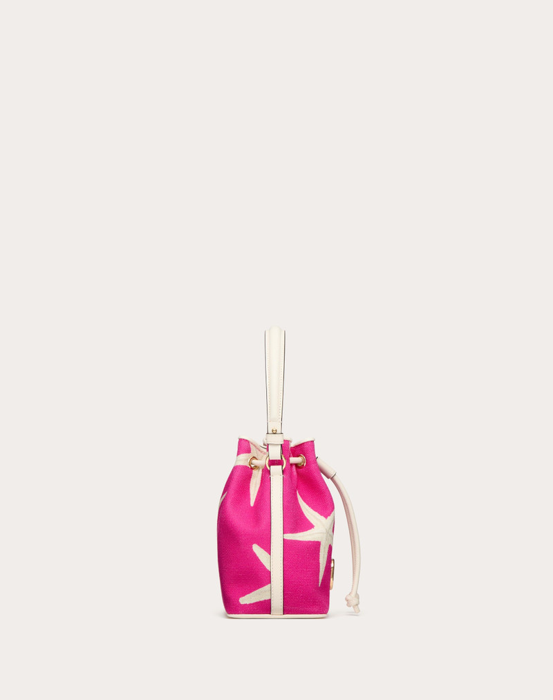 VALENTINO GARAVANI ESCAPE MINI BUCKET BAG IN CANVAS WITH STARFISH PRINT 5