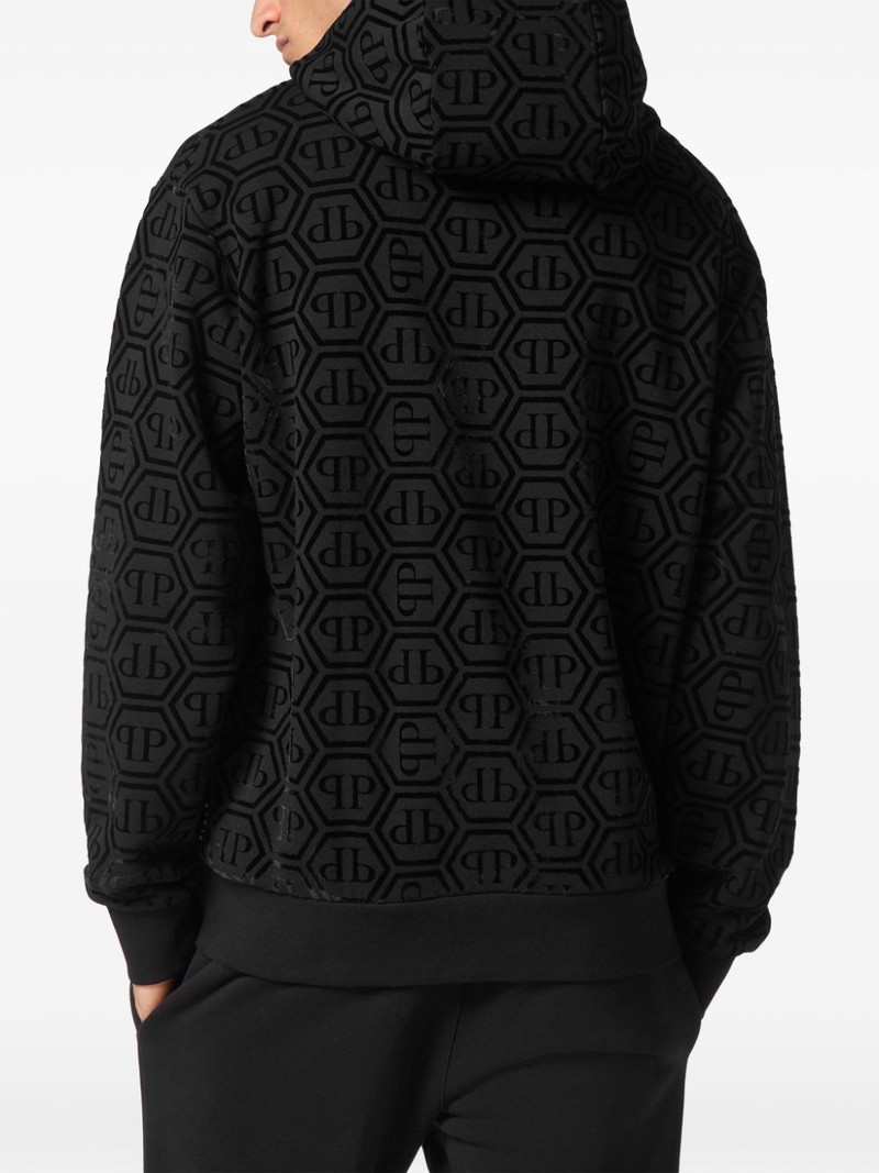 logo-flocked long-sleeve hoodie 3