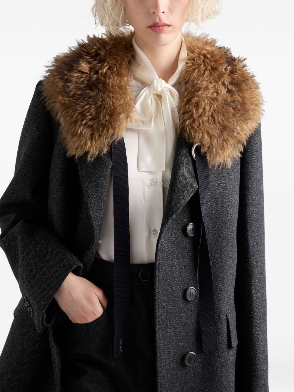 scarf-collar satin shirt - 4