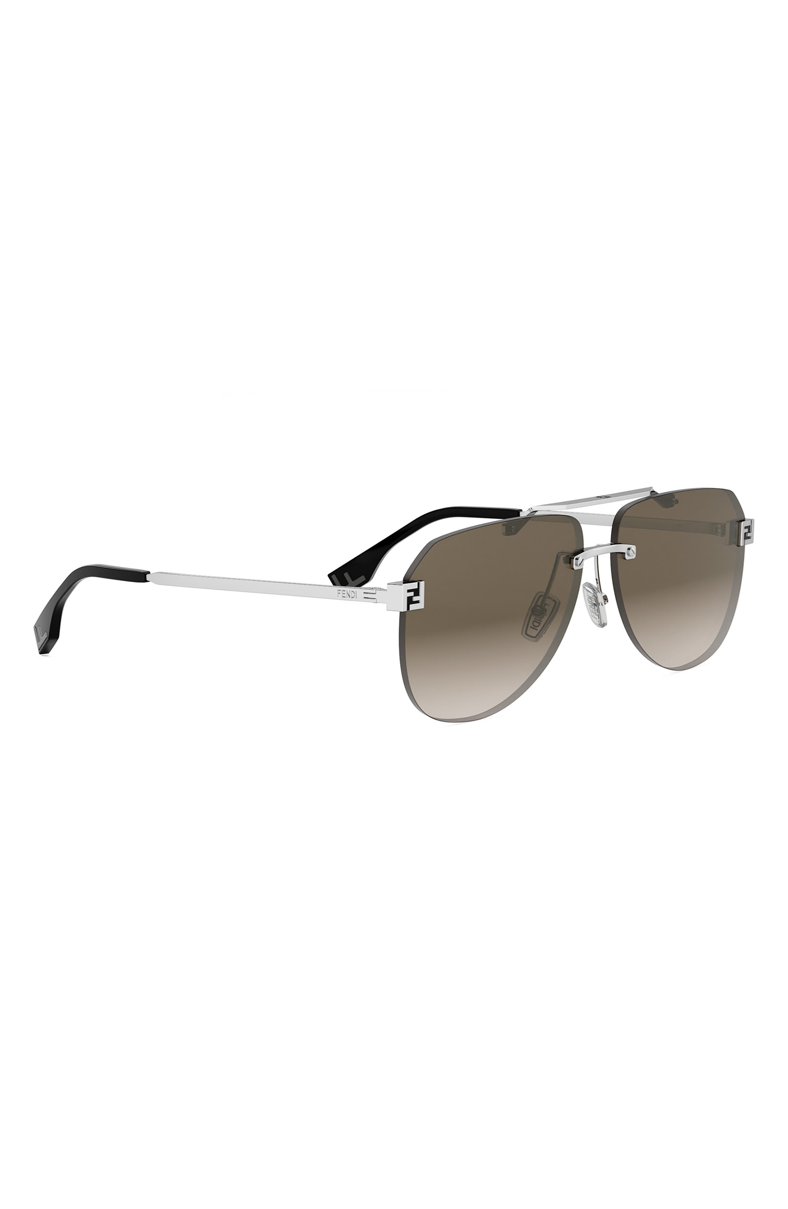 'Fendi Sky 61mm Pilot Sunglasses in Shiny Palladium /Brown at Nordstrom - 4