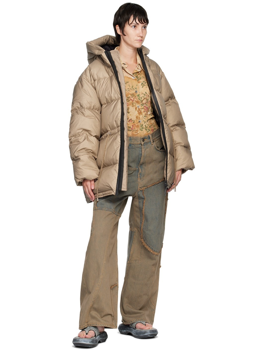 Beige Puffer Down Jacket - 4