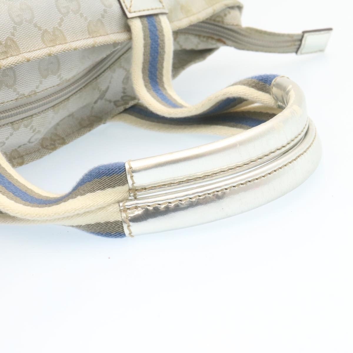 GUCCI Sherry Line GG Canvas Tote Bag Silver Blue - 8