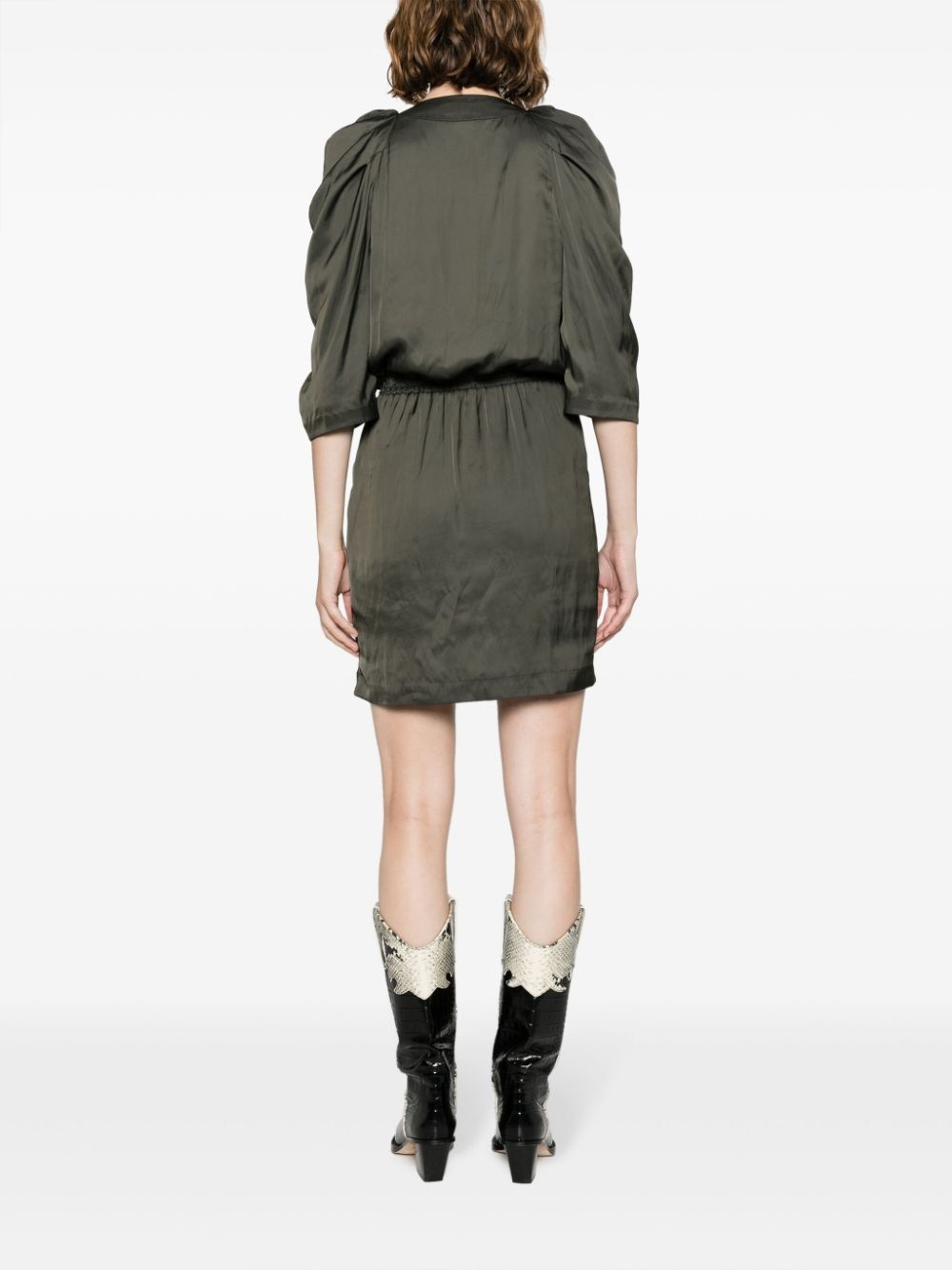 Ruz pleat-detail satin minidress - 4
