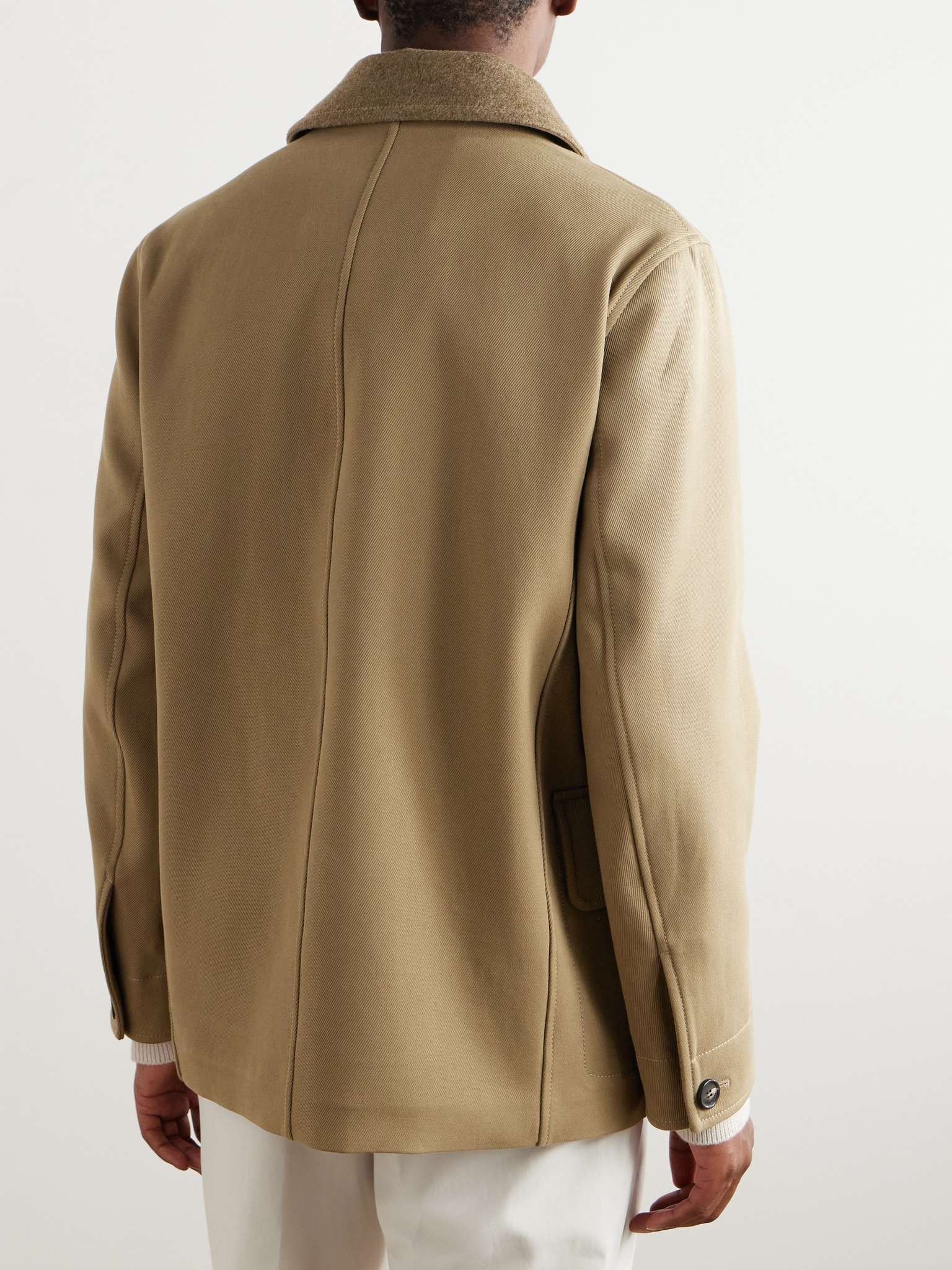 Barth Caban Felt and Leather-Trimmed Cotton-Gabardine Jacket - 4