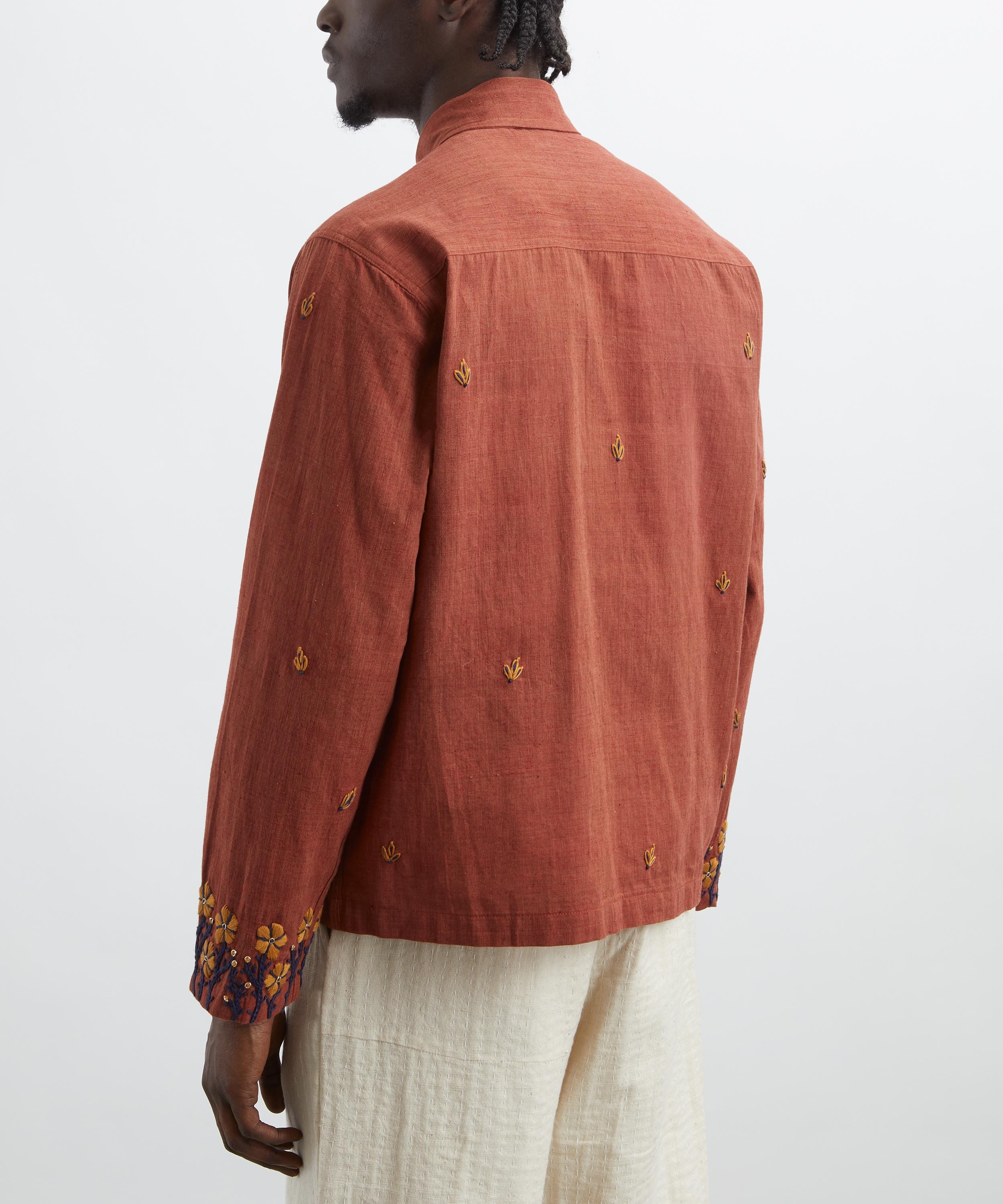 Floral Embroidered Cotton Shirt - 4