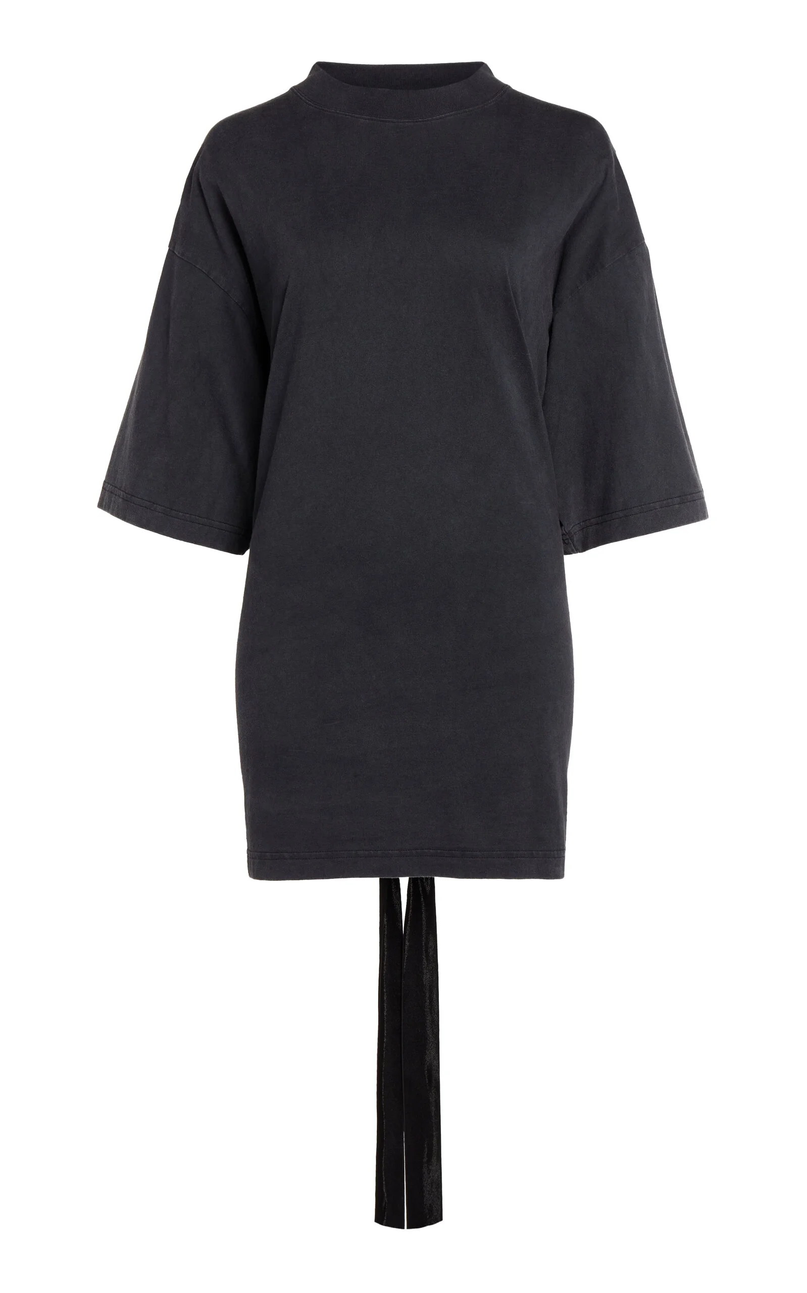 Lace-Up Washed-Jersey T-Shirt black - 1