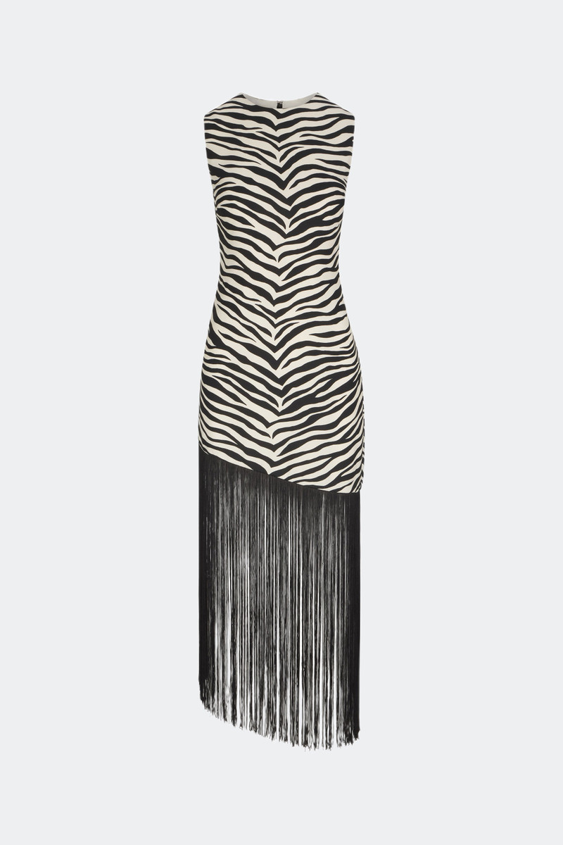 Casablanca Fringe Dress in Zebra Print 1