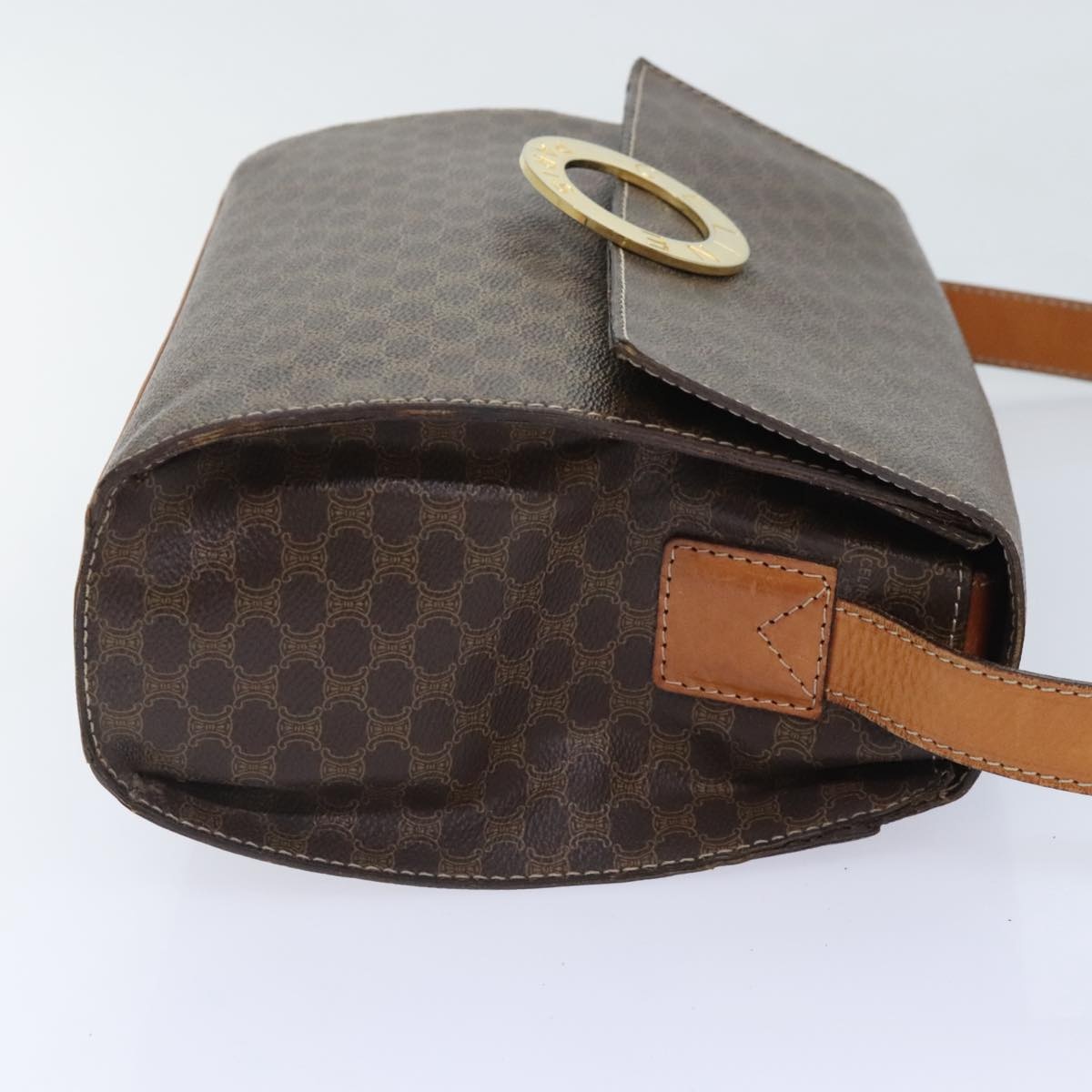 CELINE Macadam Canvas Shoulder Bag Pvc Leather Brown - 3