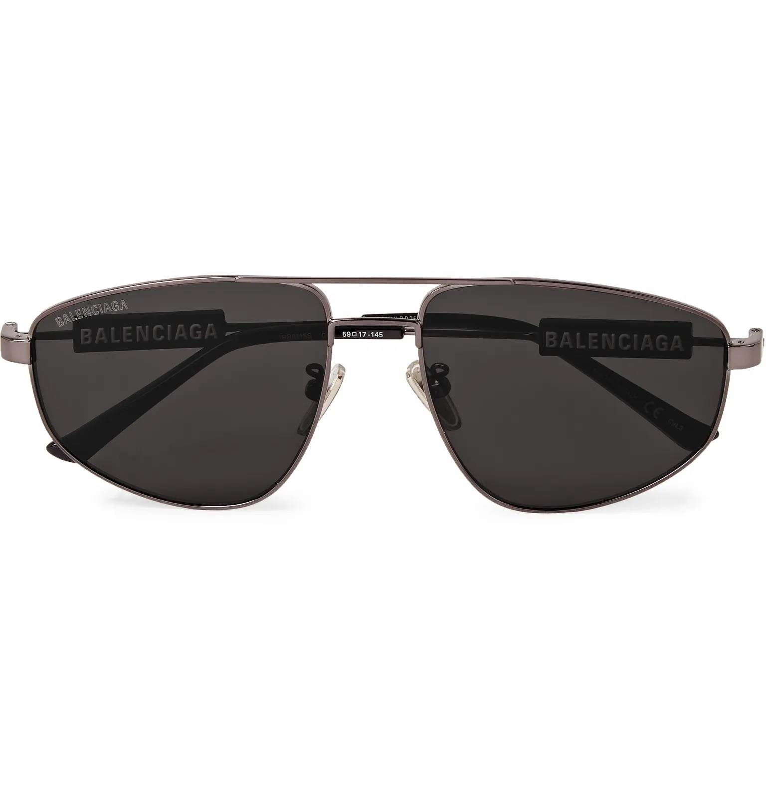 Aviator-Style Logo-Detailed Gunmetal-Tone Sunglasses - 1