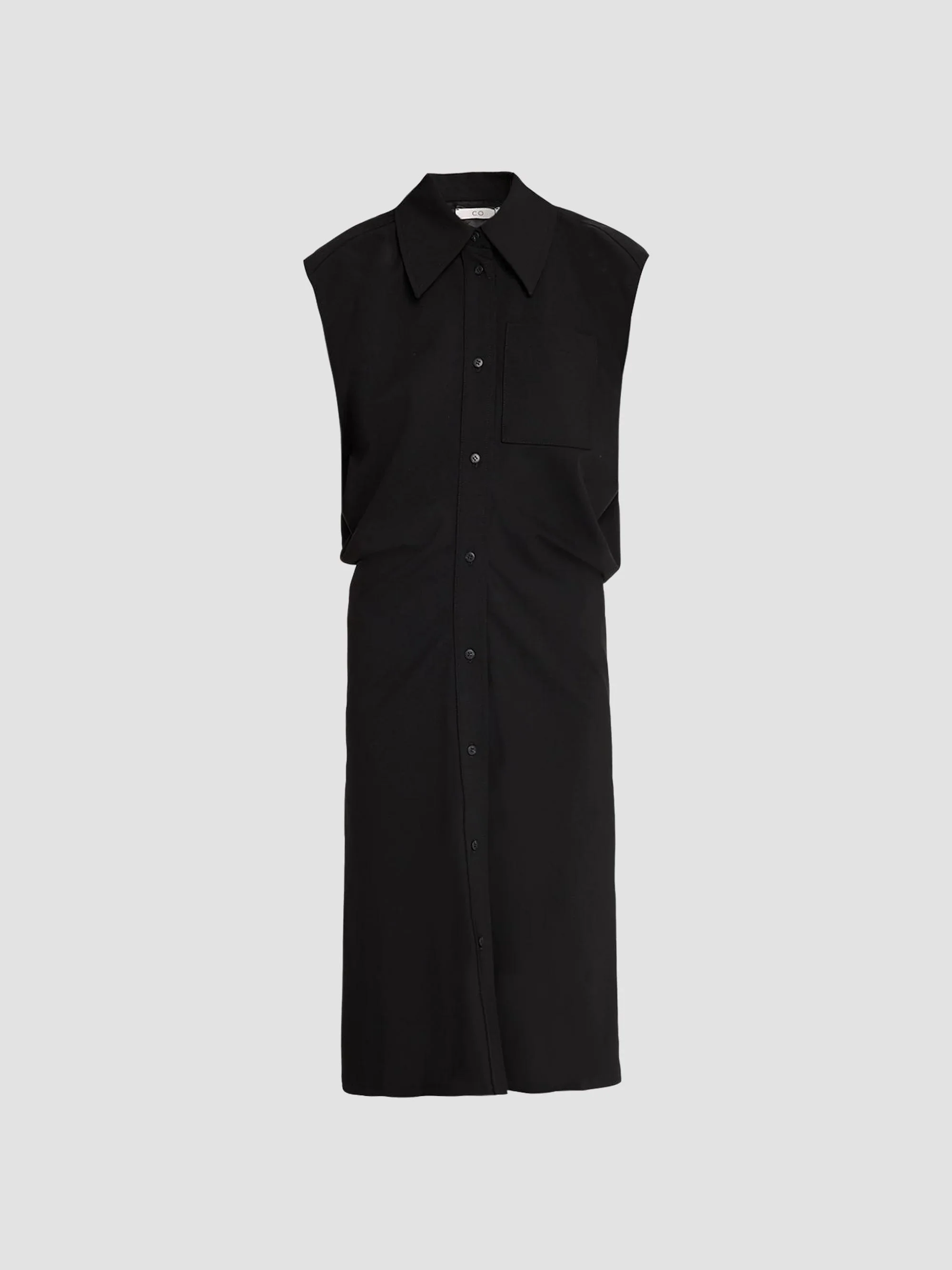 Women's Banana Cut Wool Shirtdress - Black - 1