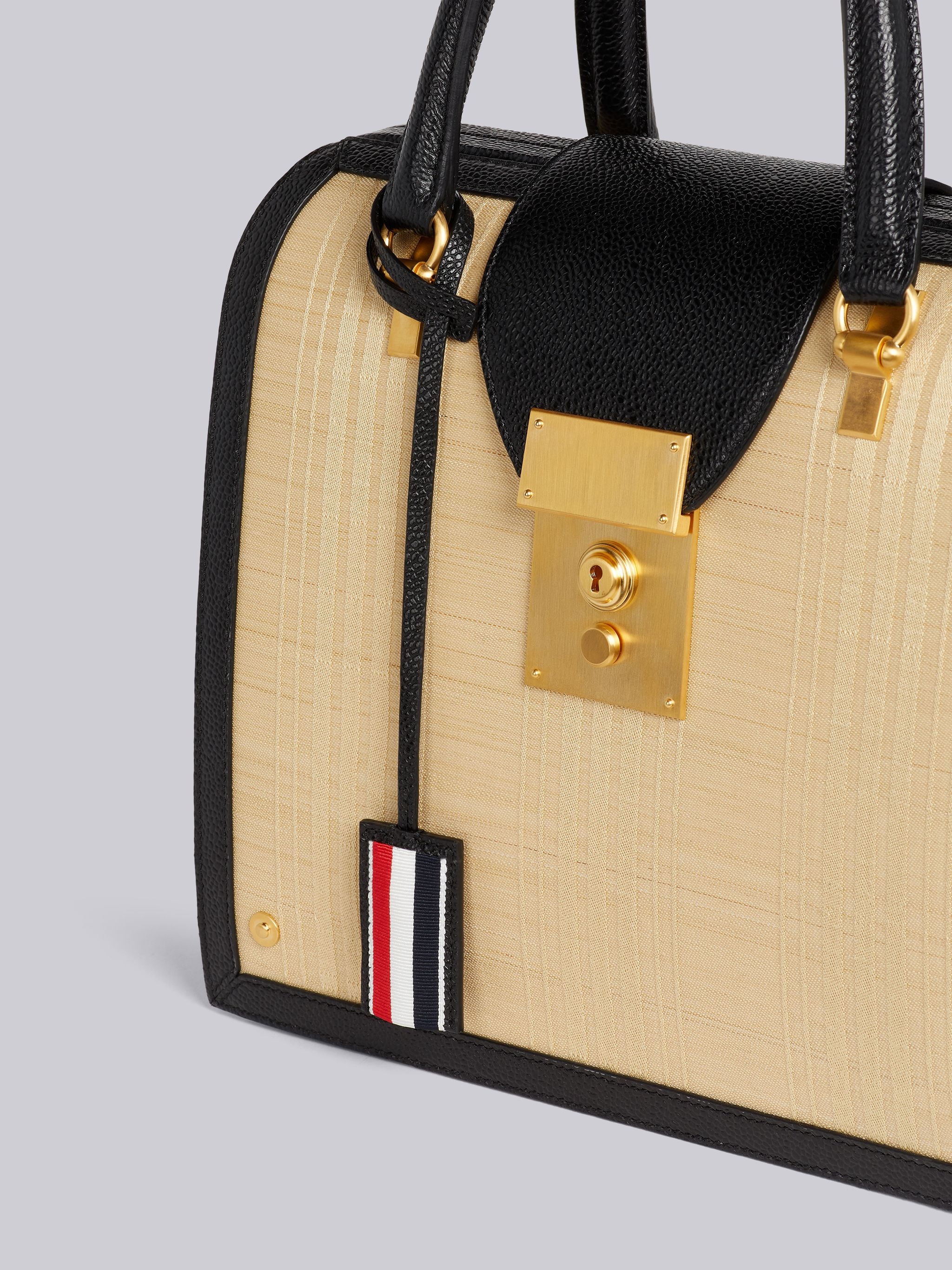 Sand Horse Hair Contrast Leather Frame Mrs. Thom Jr. Bag - 2