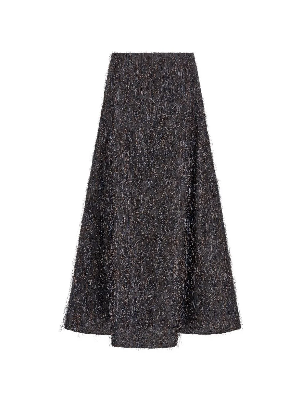 metallic-yarn frayed midi skirt - 1
