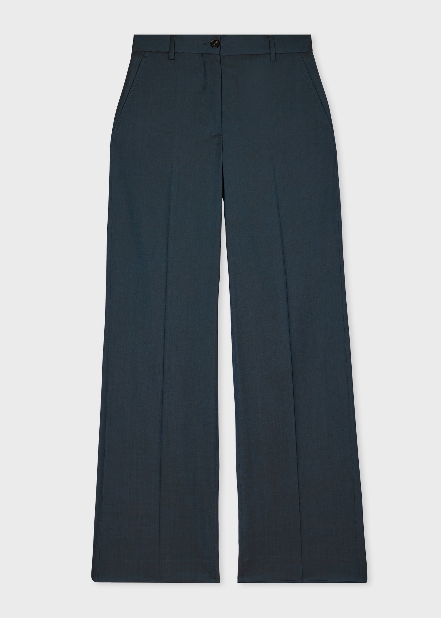 Women's Blue Tonic Wool Parallel Leg Trousers - 1